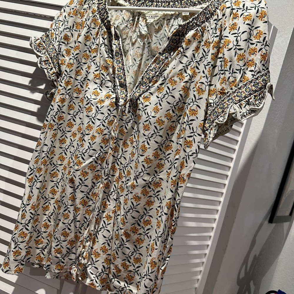 Max Studio Floral Tie-Front Blouse